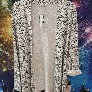 Kim Rogers Cream and Black Leopard Print Cardigan